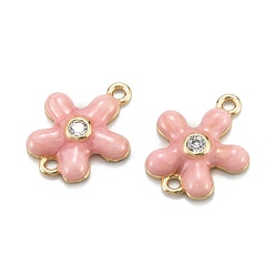 Настоящее золото 18K Латунные микропаве прозрачные подвески с фианитом, с эмалью, цветок, реальный 18 k позолоченный, 16x13x3 мм, отверстие : 1.5 мм