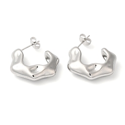 Нержавеющая Сталь Цвет Не тускнеющие 304 серьги-гвоздики из нержавеющей стали с закрученной дугой, цвет нержавеющей стали, 24.5x7.5 мм