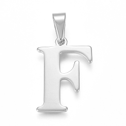 Letter F Не тускнеющие 304 подвески из нержавеющей стали, цвет нержавеющей стали, Начальная letter.f, 28.5x19x1.5 мм, отверстие : 5x8 мм
