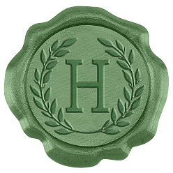 Letter H 50шт. клейкие восковые наклейки, конверт печать украшения, для поделок альбом diy подарок, оливковый, Письмо ч, 30 мм