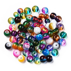 Gemischte Farbe Mischstil & Mischfarbe runden spritzlackierten Glasperlen, 4 mm, Loch: 1 mm, ca. 500 Stk. / Beutel
