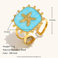 Квадрат 304 манжетные кольца из нержавеющей стали и эмали, реальный 18 k позолоченный, квадратный, внутренний диаметр: 15~20 мм