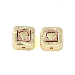 Pink Сплав покрытия стойки с акриловыми бусинами, кубики и сердечки, розовые, 11x11x7 мм, отверстие : 1.5 мм