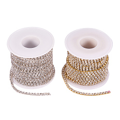 (52) Непрозрачная лаванда Цепочки из стразов, латунь , горный хрусталь чашка цепи, с катушкой, разноцветные, 3 мм, Около 10 ярдов / рулон
