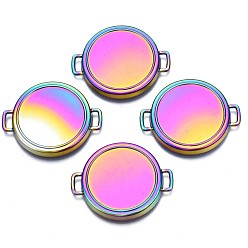 Rainbow Color Соединители звеньев сплава, без кадмия, без никеля и без свинца, форма кастрюли, Радуга цветов, 34.5x28x3.5 мм, отверстие : 5x5.5 мм