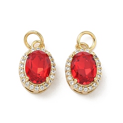 Oval Латунные микро проложить кубического циркония подвески, со стеклом, без кадмия и без свинца, долговечный, стойки покрытие, реальный 18 k позолоченный, овальные, 13x8.5x7 мм, Перейти кольцо: 5x0.8 мм, внутренний диаметр: 3 мм
