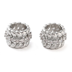 Платина Латунные микропаве из прозрачного кубического циркония, без кадмия, без никеля и без свинца, круглый с листом, платина, 10x7 мм, отверстие : 6 мм