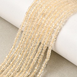 Quartz Citron Brins de perles de quartz citron naturel chauffées, perles cubiques à facettes taillées sur table, 2x2x2mm, Trou: 0.5mm, Environ 199 pcs/chapelet, 15.35'' (39 cm)