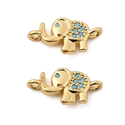 Настоящее золото 18K Латунные микро проложить кубических ссылки циркония, реальный 18 k позолоченный, слон, 7x15x2 мм, отверстие : 1 мм