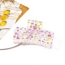 Цветок Пластиковые заколки для волос с прямоугольным принтом и когтями, аксессуары для волос для женщин и девочек, цветок, 45x85x40 мм