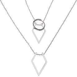 Нержавеющая Сталь Цвет 1 Женские ожерелья с цепочкой из нержавеющей стали в форме ромба, с бархатными мешочками из поликарбоната, цвет нержавеющей стали, 1 дюйм (15.16 см)