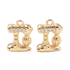 Real 18K Gold Plated Brass Micro Pave Clear Cubic Zirconia Charms, Sewing Machine Charms, Nickel Free, Real 18K Gold Plated, 14x10.5x4.5mm, Hole: 1.4mm