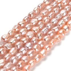 Light Salmon Natural Cultured Freshwater Pearl Beads Strands, Two Sides Polished, Grade AAA, Light Salmon, 5.5~6x4~5x3.5~4mm, Hole: 0.5mm, about 58pcs/strand, 13.78 inch(35cm)