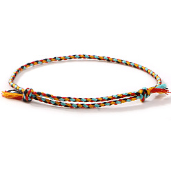 (52) Непрозрачная лаванда Плетеные браслеты из хлопкового шнура в стиле бохо, двухслойные браслеты для женщин, внутренний диаметр: 11 дюйм (28 см)