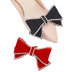 (52) Непрозрачная лаванда 4 шт 2 цвета стразы и полиэстер и железные украшения для обуви, зажимы для обуви с бантом, разноцветные, 55x102x15 мм, 2 шт / цвет