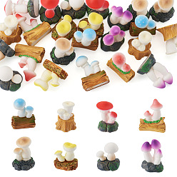 (52) Непрозрачная лаванда 24шт. 8 стили декоративных изделий из смолы в виде грибов, аксессуары для оформления микроландшафта, притворяясь опорными украшениями, разноцветные, 19~24x13~23.5x23.5~31 мм, 3 шт / стиль