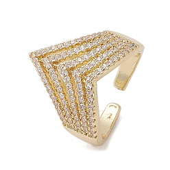 Прозрачный Латунные регулируемые кольца, без кадмия, без никеля и без свинца, с микро проложить кубического циркония, прозрачные, размер США 8 (18.1 мм)