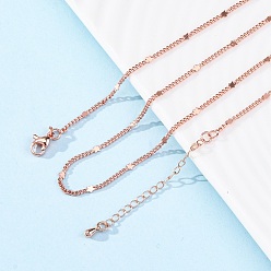 Розовое Золото Латунные цепочки панцирного плетения ожерелья для женщин, 304 из нержавеющей стали застежкой омар, стойки покрытие, без свинца и без кадмия, долговечный, розовое золото , 17.68 дюйм (44.9 см)