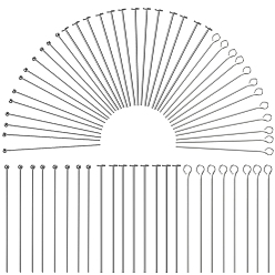 Нержавеющая Сталь Цвет 600 шт. 3 стили 304 штифты с шаровой головкой из нержавеющей стали, штифты с плоской головкой и штифты с проушиной, цвет нержавеющей стали, 21~22 датчик, 40x0.6~0.7 мм, 200 шт / стиль