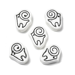 Черный Фарфоровые бусины ручной работы, улитка, пастельный фарфор, чёрные, 20x17x7.5 мм, отверстие : 2.5 мм