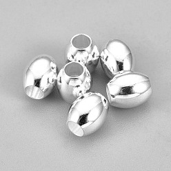Серебро 201 из нержавеющей стали бусы, баррель, серебряные, 5x4 мм, отверстие : 2 мм