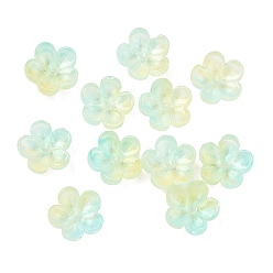 Светло-зеленый Окрашенные и нагретые стеклянные колпачки для бусин, 5-лепестков цветка, светло-зеленый, 10x10x5 мм, отверстие : 1.4 мм