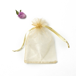 Лимонный шифон Прямоугольные сумки для хранения подарков из органзы на шнурке, лимонный шифон, 15x10 см