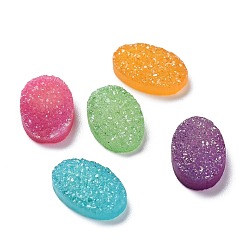 Mixed Color Natural Druzy Agate Cabochons, Dyed, Oval, Mixed Color, 12x8x3mm
