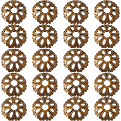 Античная Бронза 20 шт латунные крышки шарика, цветок, античная бронза, 25x6.5 мм, отверстие : 6 мм