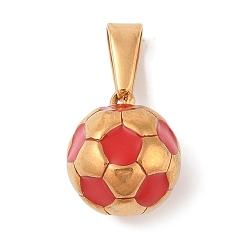 Красный 304 подвески из нержавеющей стали, с эмалью, футбольное очарование, золотые, красные, 17.5x15x15 мм, отверстие : 8.5x5 мм