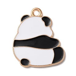 Белый Дым Золотили эмали сплава подвески, очарование панды, серый, 23.5x20x1 мм, отверстие : 2 мм