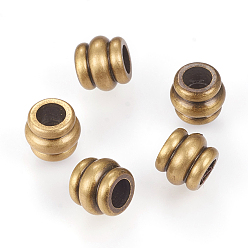 Brushed Antique Bronze Brass Beads, Nickel Free, Column, Brushed Antique Bronze, 6x5.5mm, Hole: 3mm