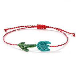 Темно-бирюзовый Богемный регулируемый браслет-цепочка для женщин, цветок, темные бирюзовый, 11 дюйм (28 см), Цветок: 35 mm длиной, шириной 10 мм 