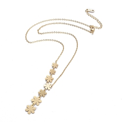 Golden 304 Stainless Steel Pendant Necklaces, with Cable Chains, Flower, Golden, 17.12 inch(43.5cm)
