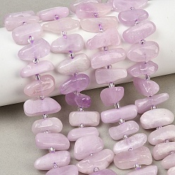 Кунсайт Природные кунцит бисер нитей, самородки, с бисером, 15~20.5x5~11x3.5~6 мм, отверстие : 0.8 мм, около 42~43 шт / нитка, 15.75~15.94'' (40~40.5 см)