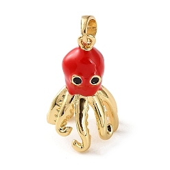 Осьминог Латунь эмаль подвески, золотые, осьминог, 19x12.5 мм, отверстие : 5x3 мм