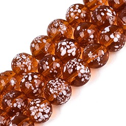 Schokolade Handgemachte Murano Glas Perlen Stränge, Runde mit Punkt, Schokolade, 10 mm, Bohrung: 0.8~1.2 mm, ca. 39~40 Stk. / Strang, 13.98~15.75 Zoll (35.5~40 cm)