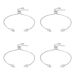 Платина Регулируемые латунные ползунковые браслеты с покрытием стойки, с кристально горный хрусталь, для изготовления браслетов, долговечный, звезда, платина, 4-3/4 дюйм (12 см)