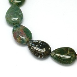 Moss Agate Teardrop Natural Moss Agate Bead Strands, 18x13x6mm, Hole: 1mm, about 23pcs/strand, 15.9 inch