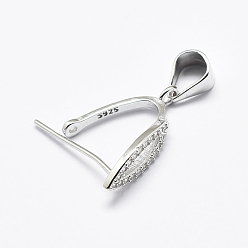 Платина Антикоррозийное покрытие родием 925 подвеска из стерлингового серебра с микропаве из кубических цирконий, ледоруб и щепотку поручительств, лошадиный глаз , платина, 17x4.5x16 мм, отверстие : 3x4.5 мм, штифты : 0.6 мм