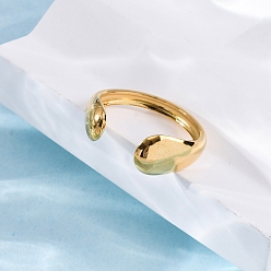 Настоящее золото 18K 304 из нержавеющей стали Манжета кольца для женщин, реальный 18 k позолоченный, внутренний диаметр: американский размер 7 3/4 (17.9 мм)