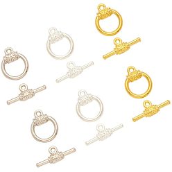 Mixed Color Alloy Toggle Clasps, Ring, Mixed Color, toggle: 18x14.5x4mm, hole: 1.5mm, bars: 22x9x3.5mm, hole: 1.5mm.