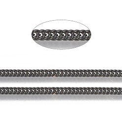 Electrophoresis Black 304 Stainless Steel Wheat Chains, Unwelded, with Spool, Ion Plating(IP), Electrophoresis Black, 5.5x3.5x0.5mm, about 65.61 Feet(20m)/roll