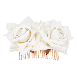 Бежевый Железа расчески волос, с бархатным цветком, бежевые, 90x60 мм