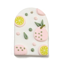 Arch Геометрическая форма с фруктами, подвески из полимерной глины ручной работы, арка, 36x24x5 мм, отверстие : 2 мм