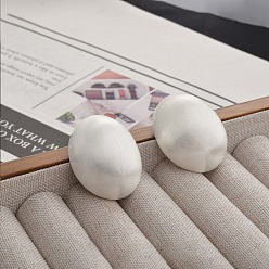 Серебро Латунные серьги-гвоздики для женщин, овальные, серебряные, 26.5x21.5 мм