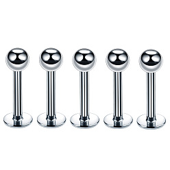 Нержавеющая Сталь Цвет 304 круглые лабреты из нержавеющей стали с внутренней резьбой для женщин и мужчин, цвет нержавеющей стали, штифты : 1.2x8 мм, Руководитель: 3 mm