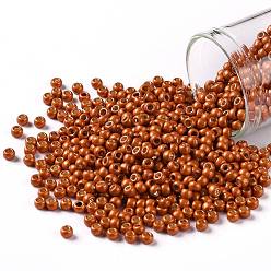 (PF562F) PermaFinish Burnt Orange Metallic Matte TOHO Round Seed Beads, Japanese Seed Beads, (PF562F) PermaFinish Burnt Orange Metallic Matte, 8/0, 3mm, Hole: 1mm, about 1110pcs/50g