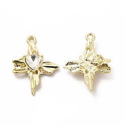 Clear Glass Heart Pendants, with Light Gold Alloy Finding, Long-Lasting Plated, Cadmium Free & Lead Free, Clear, 24.5x18x5mm, Hole: 1.2mm
