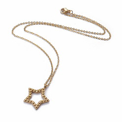 Golden 304 Stainless Steel Pendant Necklaces, with Cable Chains, Star, Golden, 17.7 inch(45cm), Pendant: 24x22x2.5mm